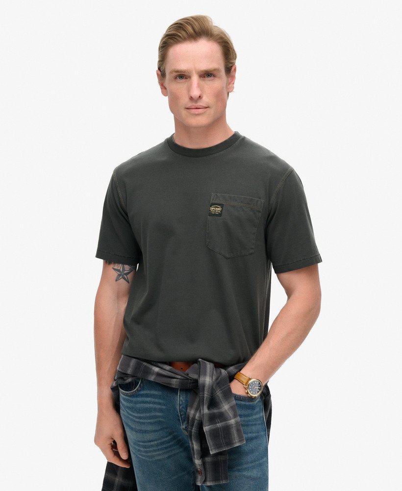 Superdry Contrast Stitch Pocket T-shirt Washed Black