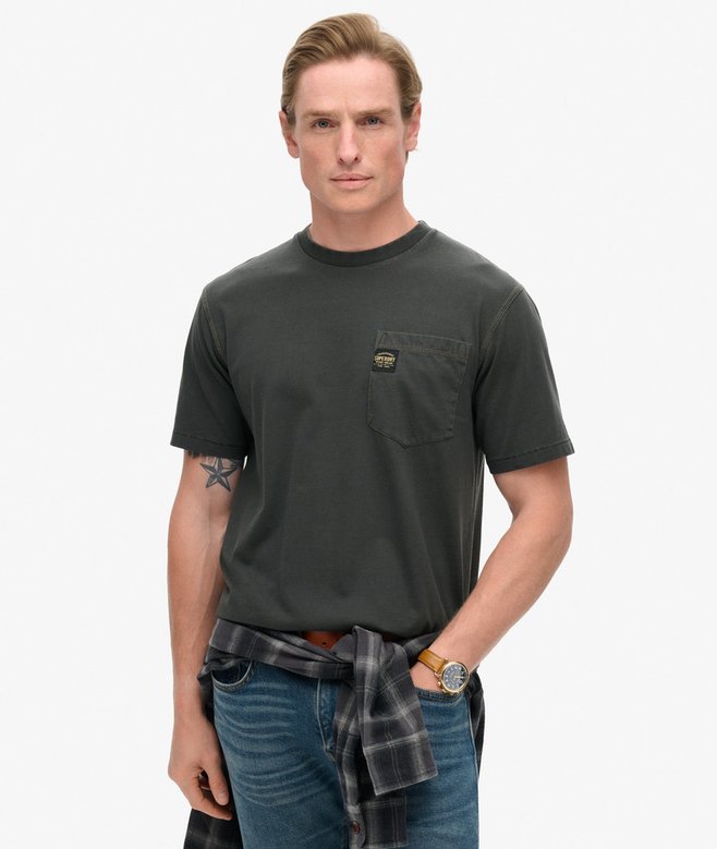 Superdry Contrast Stitch Pocket Tee Washed Black