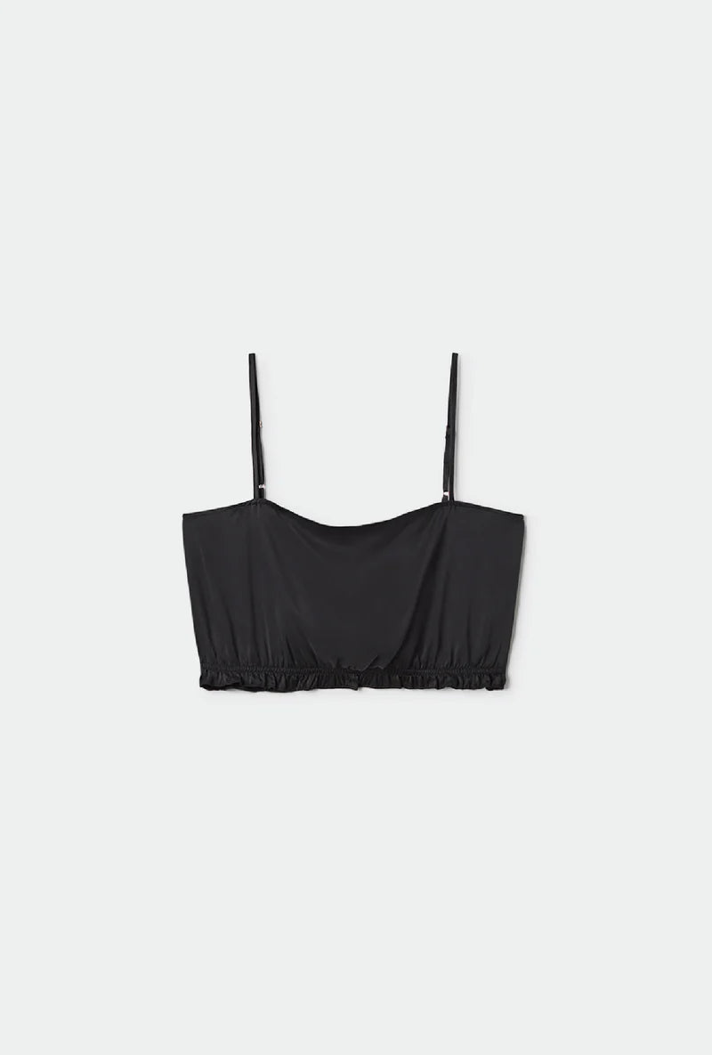 Silk Laundry Cropped Cami Black
