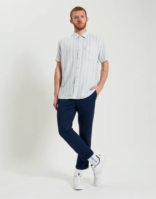 Ben Sherman Framed Candy Stripe S/S Shirt Dusky Blue