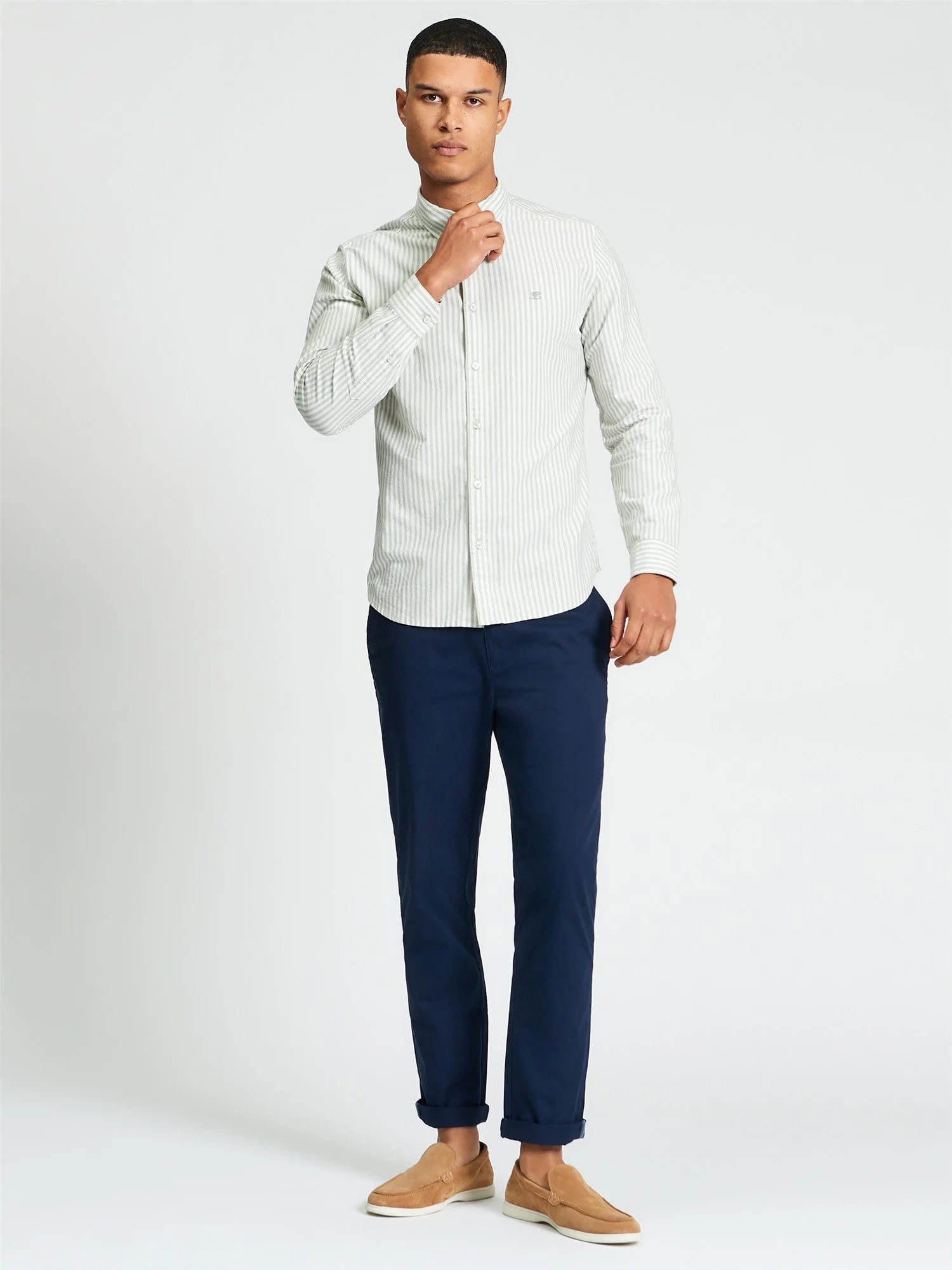 Ben Sherman Long Sleeve Oxford Shirt Sage Stripe