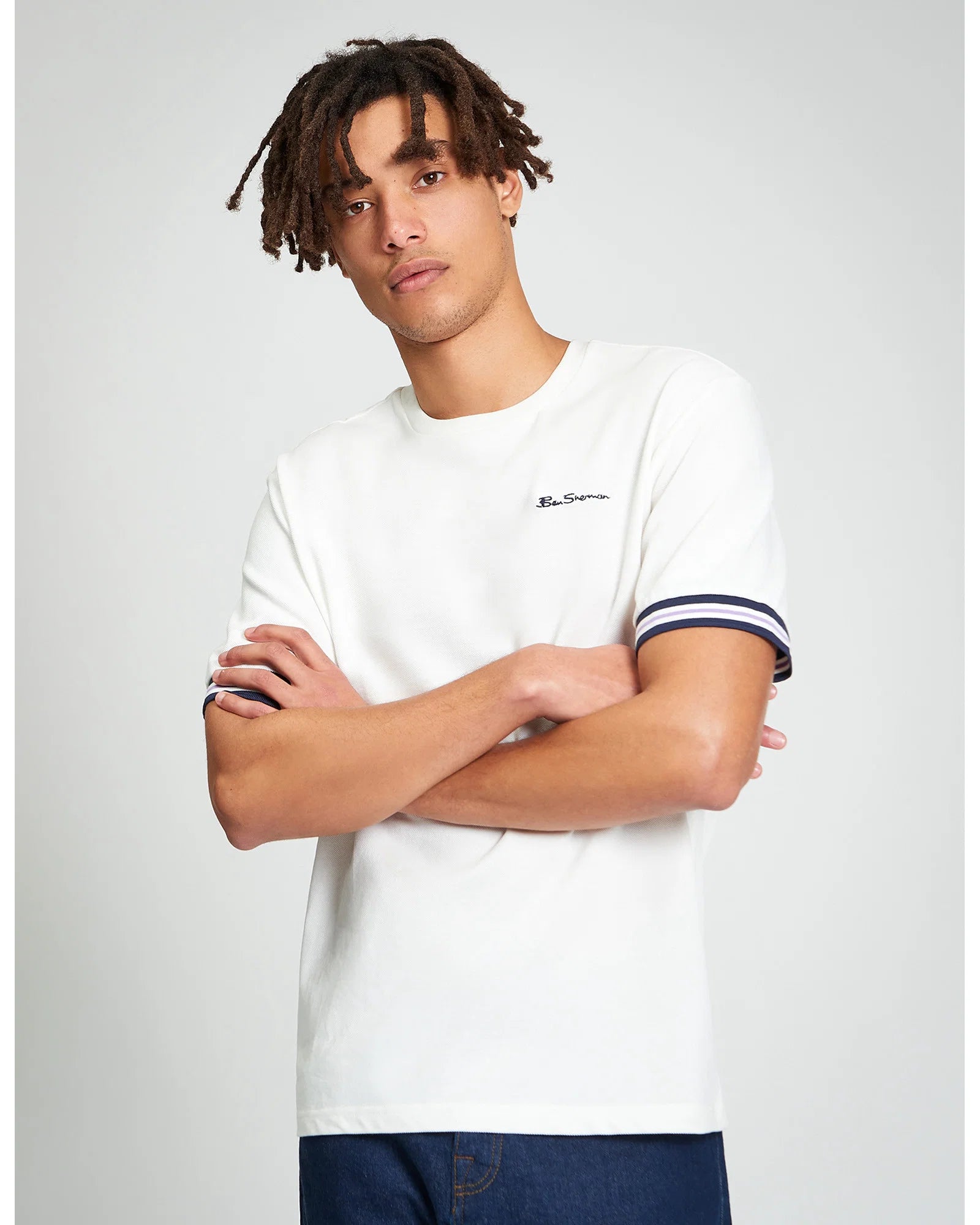 Ben Sherman Pique Tipped Tee Snow White