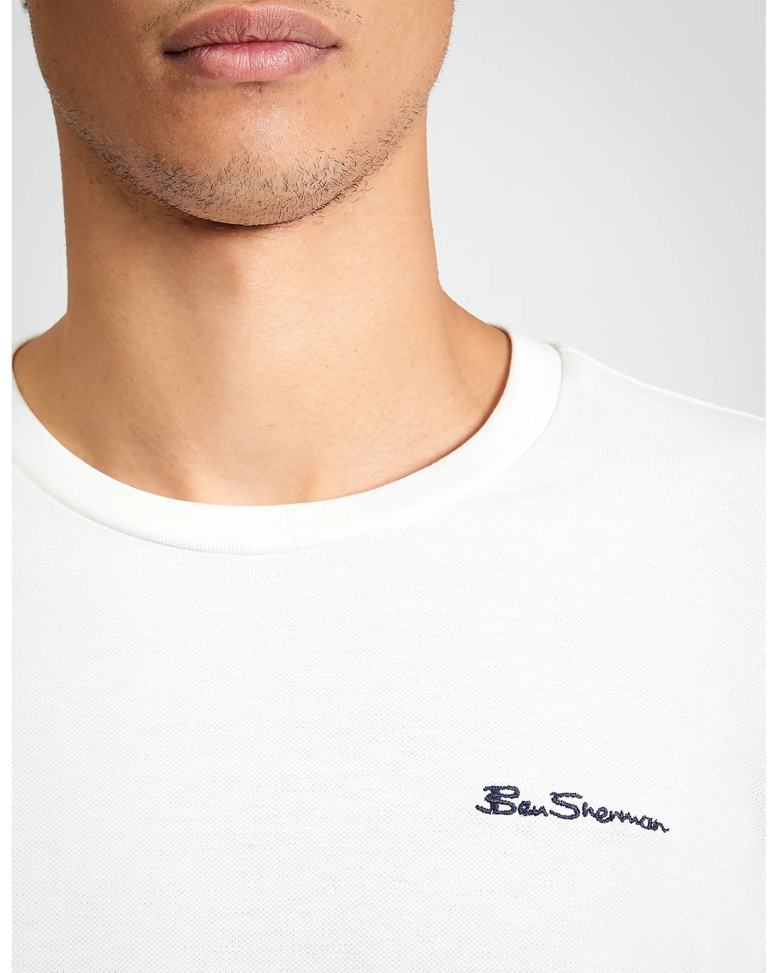 Ben Sherman Pique Tipped Tee Snow White
