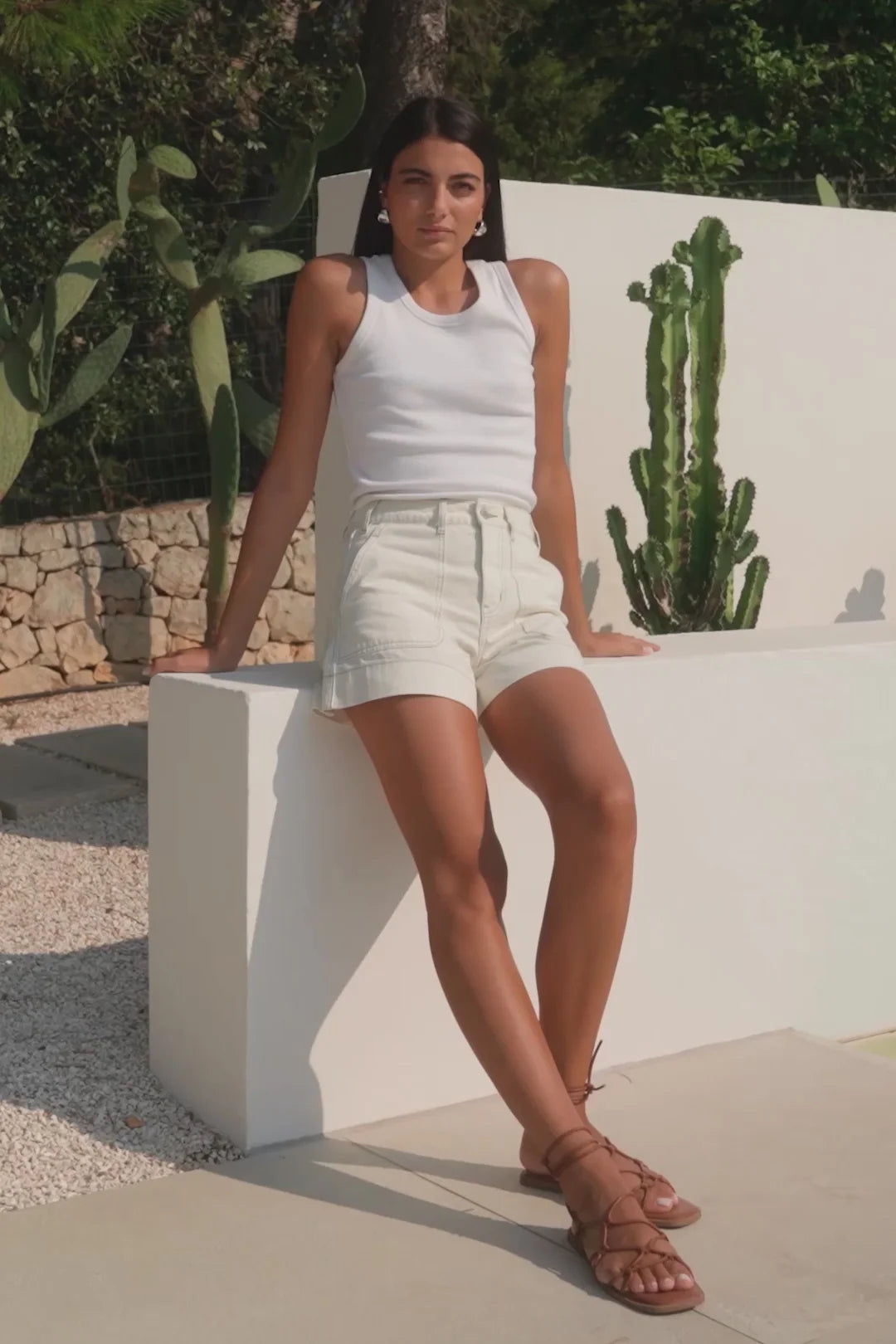 Ivy + Jack Kindly Ecru Pocket Front Denim Short