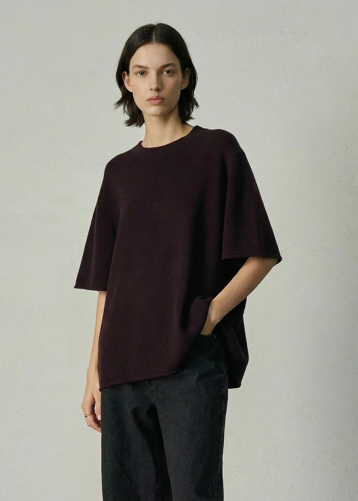 Aleger Cashmere Blend Super Big T Merlot