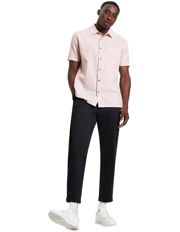 Ben Sherman S/S Shirt Ticking Stripe Cerise