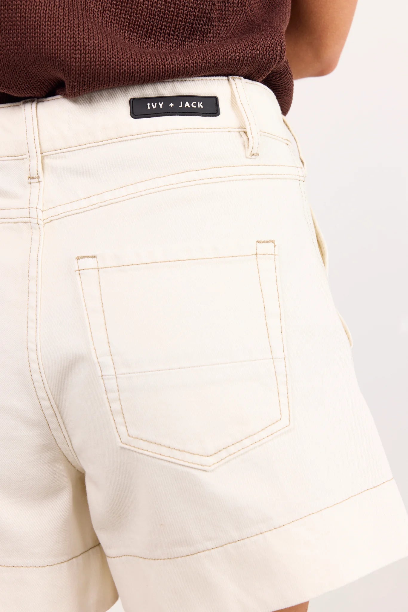 Ivy + Jack Kindly Ecru Pocket Front Denim Short