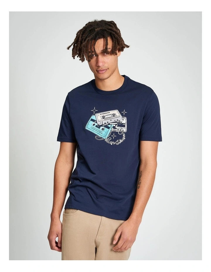 Ben Sherman Cassette Stack Tee Dark Navy