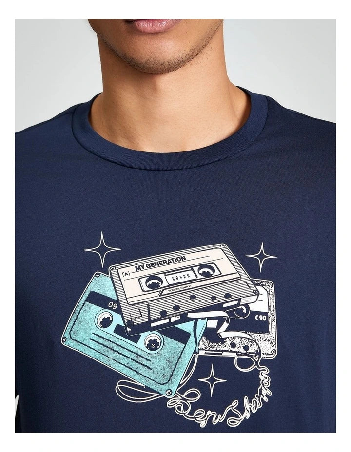 Ben Sherman Cassette Stack Tee Dark Navy