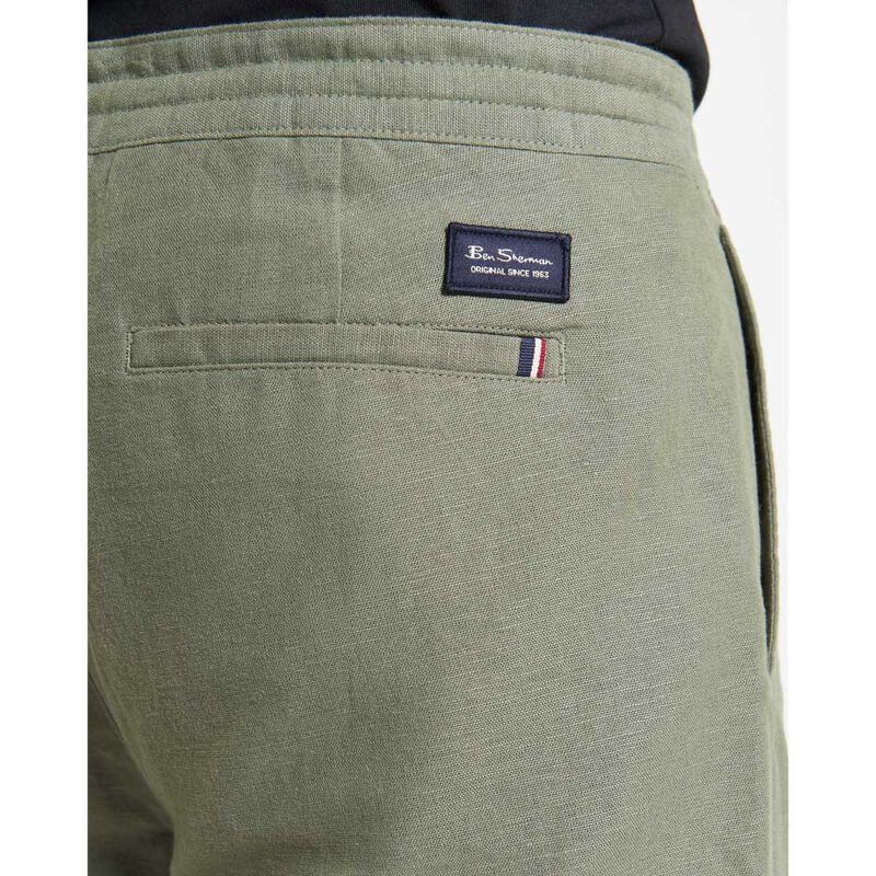 Ben Sherman Linen Cotton Drawcord Short Olive