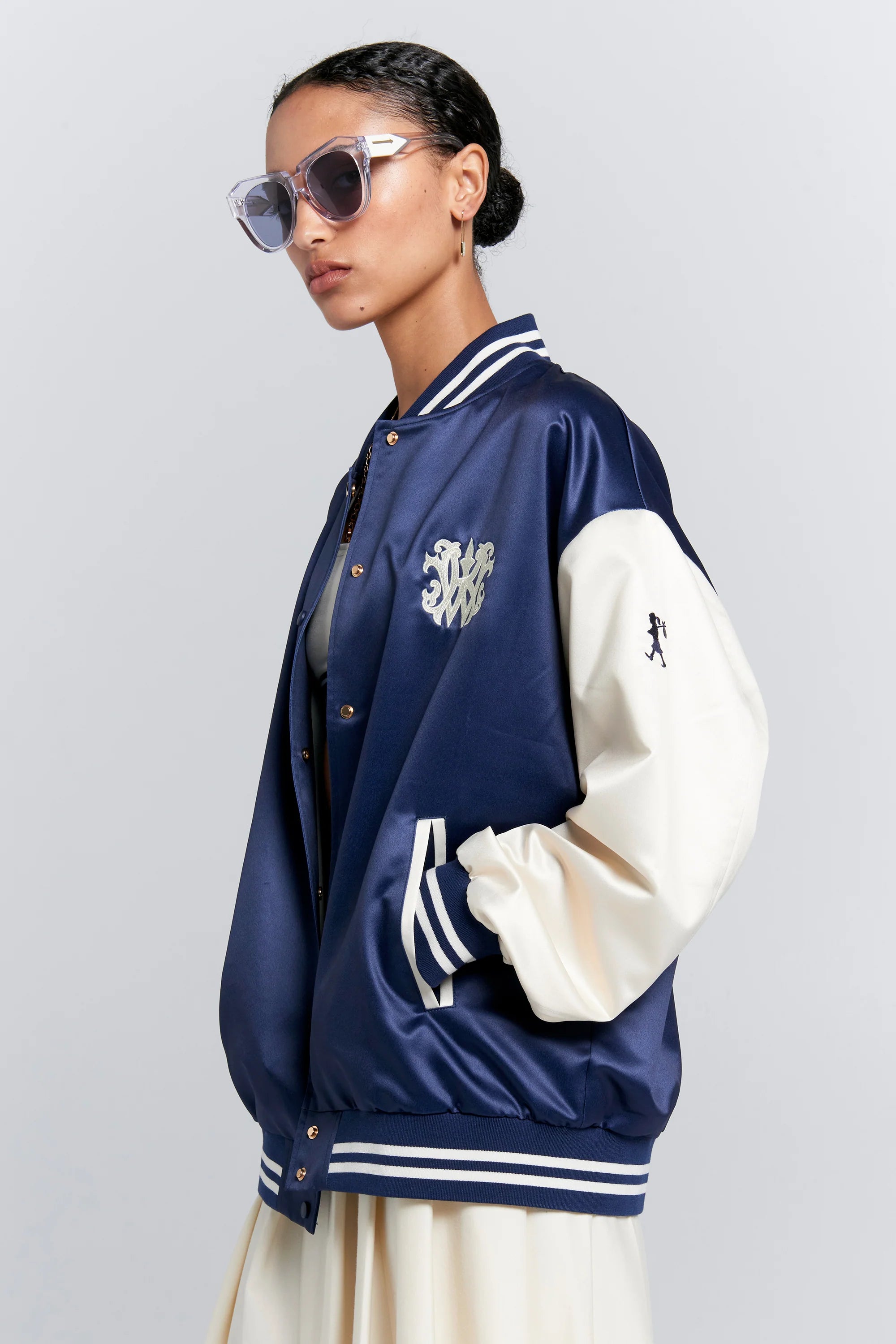 Karen Walker Runaway Varsity Jacket Navy/Cream