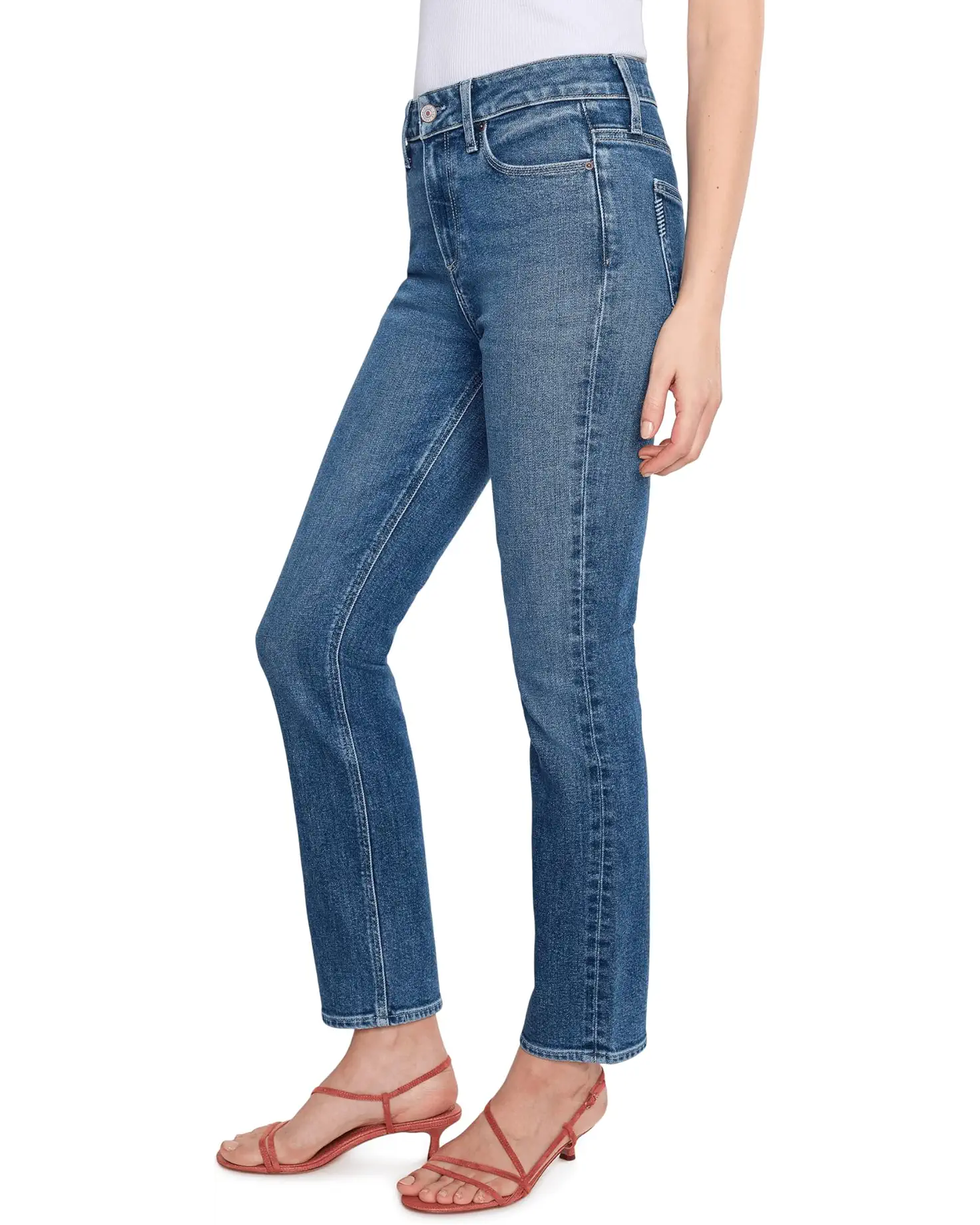 Womens Paige Denim Slim straight leg mid blue denim jeans Two Boutique Matakana
