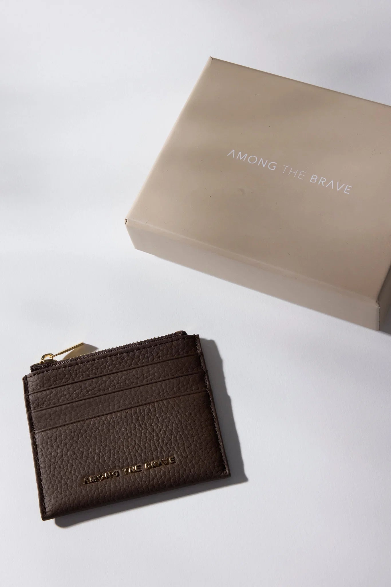 Among the Brave Small Brown Leather Card Holder