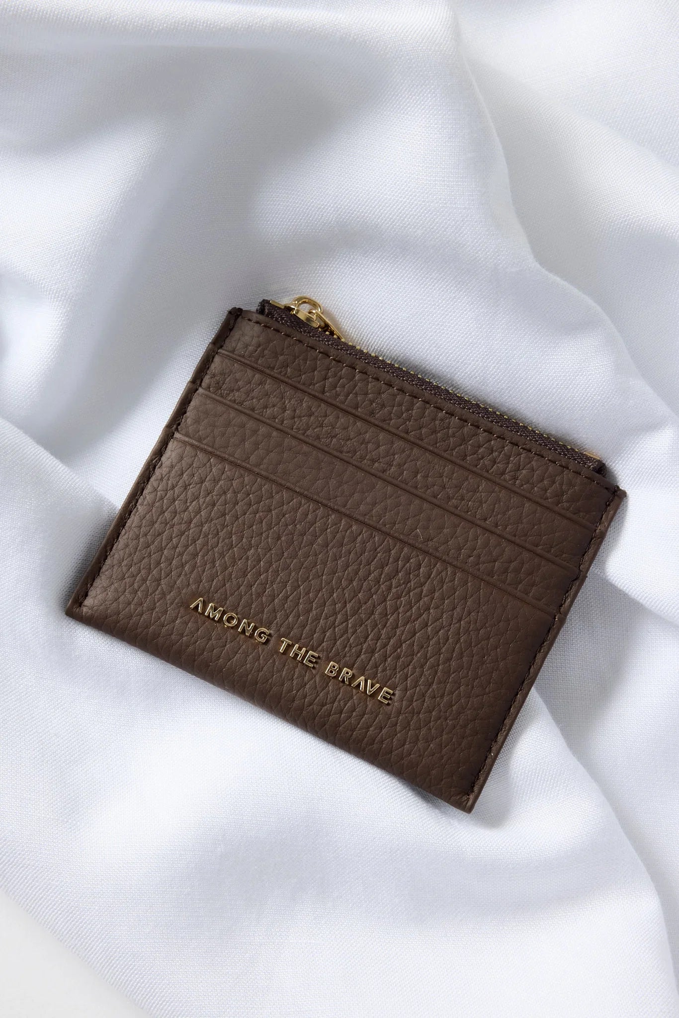 Among the Brave Small Brown Leather Card Holder