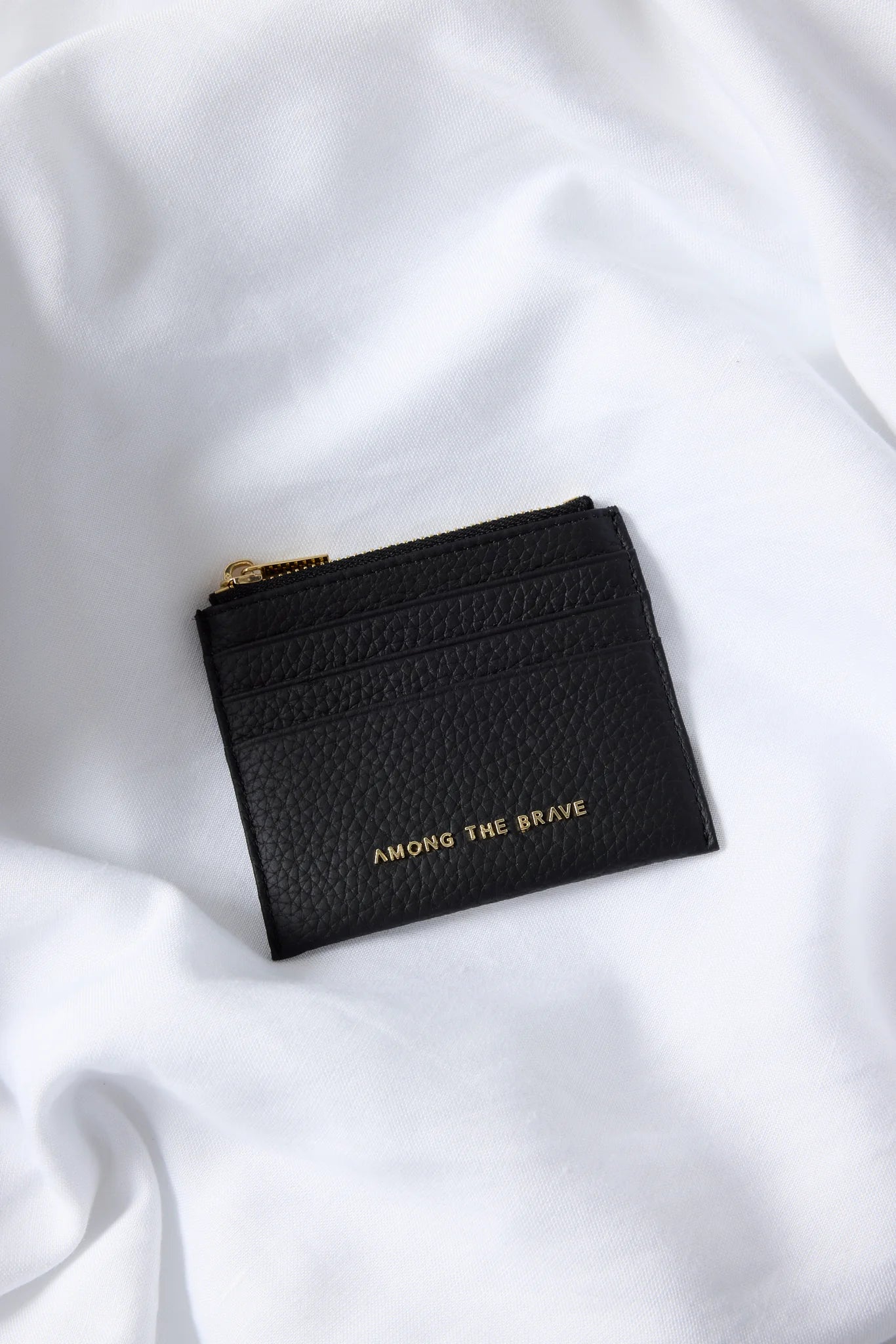 Among the Brave Small Black Leather Card Holder