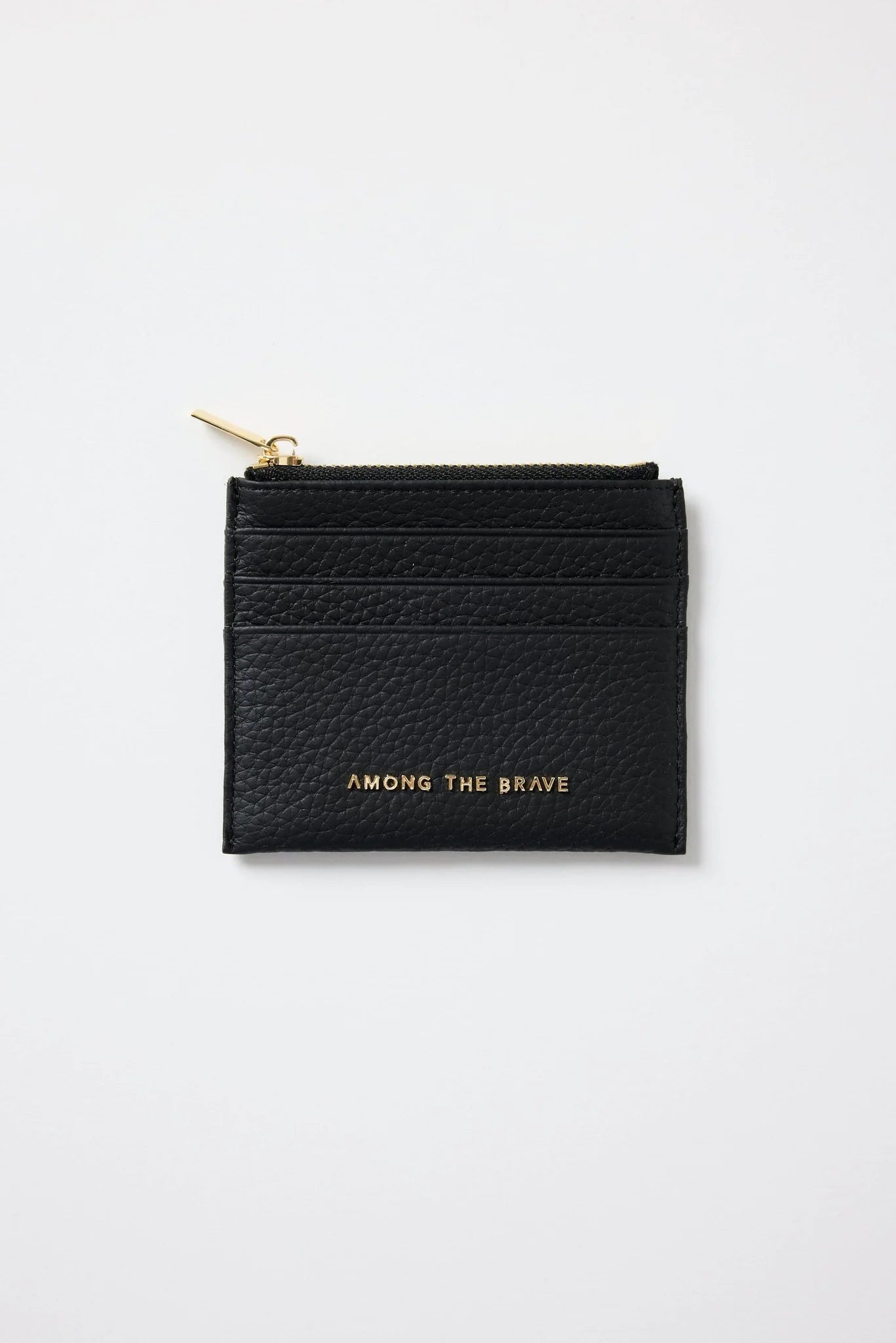 Among the Brave Small Black Leather Card Holder