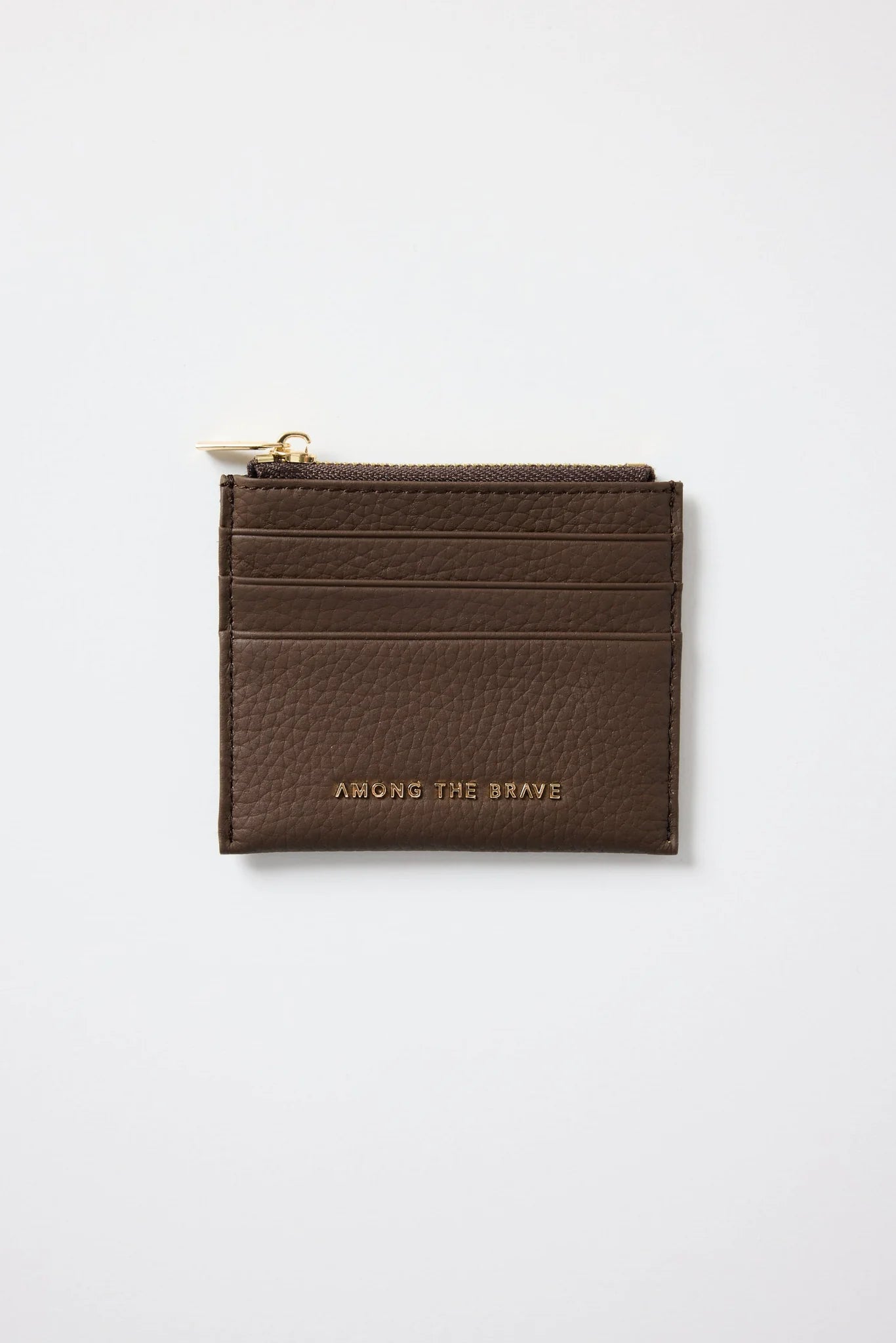 Among the Brave Small Brown Leather Card Holder
