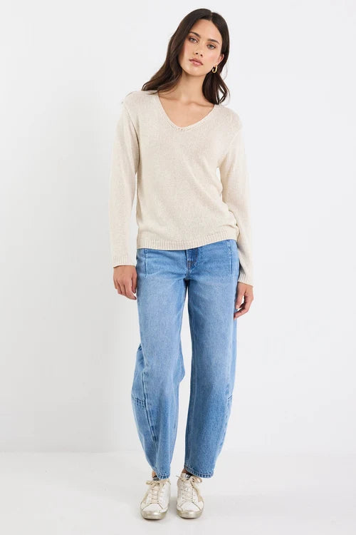 Stories be Told Afternoon Natural Relaxed V Neck Knit Jumper
