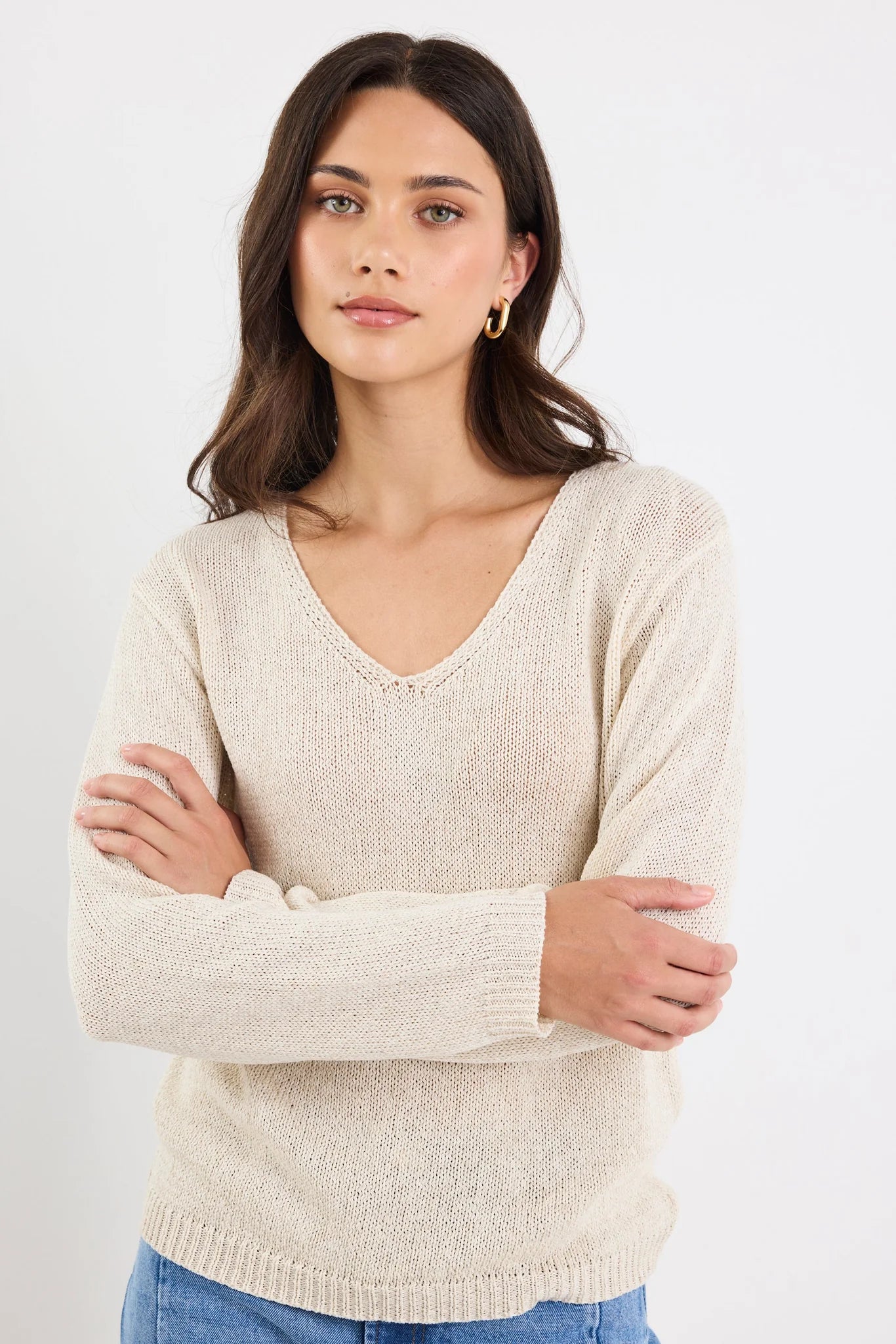 Stories be Told Afternoon Natural Relaxed V Neck Knit Jumper