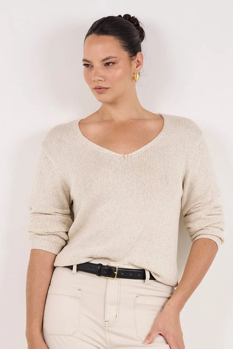 Stories be Told Afternoon Natural Relaxed V Neck Knit Jumper