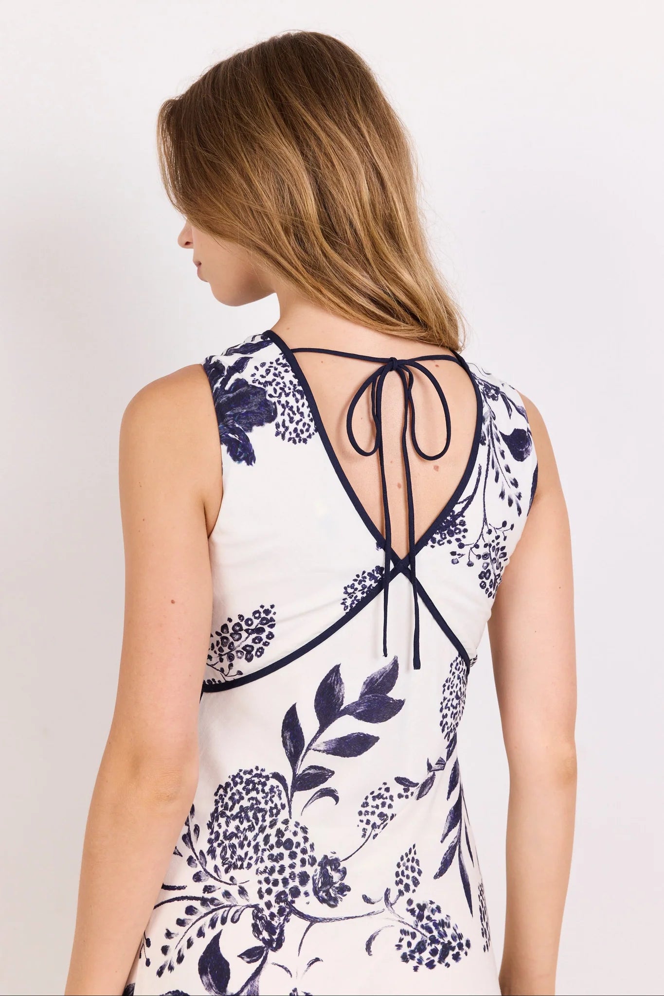 Stories be Told Aston Cream Ink Floral Bias Flared Maxi Dress