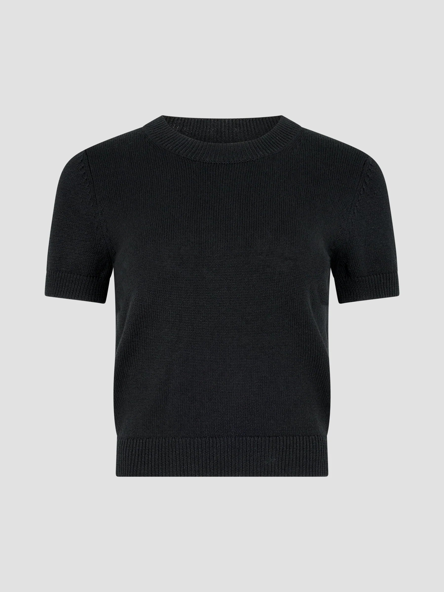 Bassike Cotton/Linen Slim S/S Knit Top Black