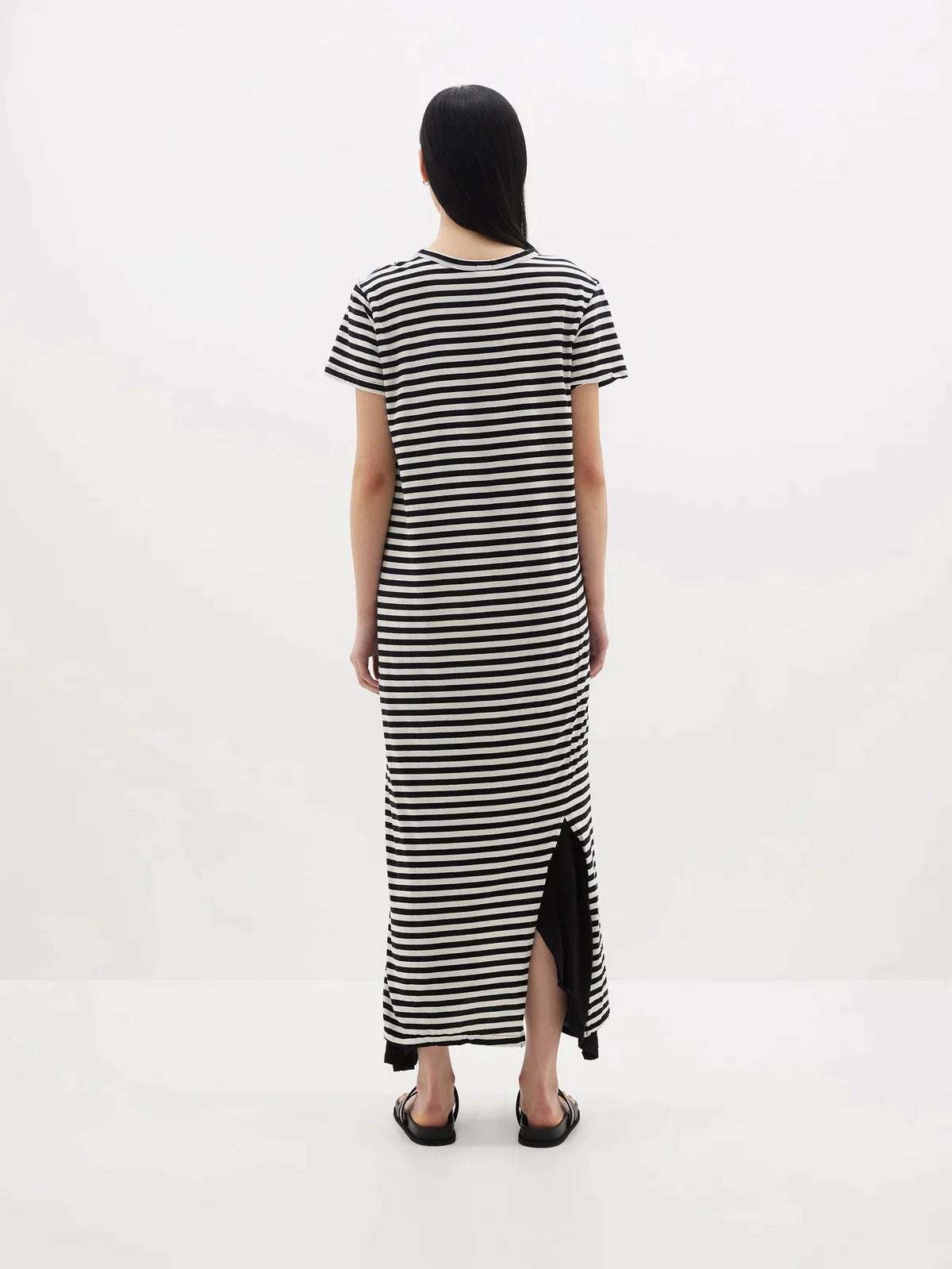 Bassike Stripe SS T-shirt Dress Undyed/Black