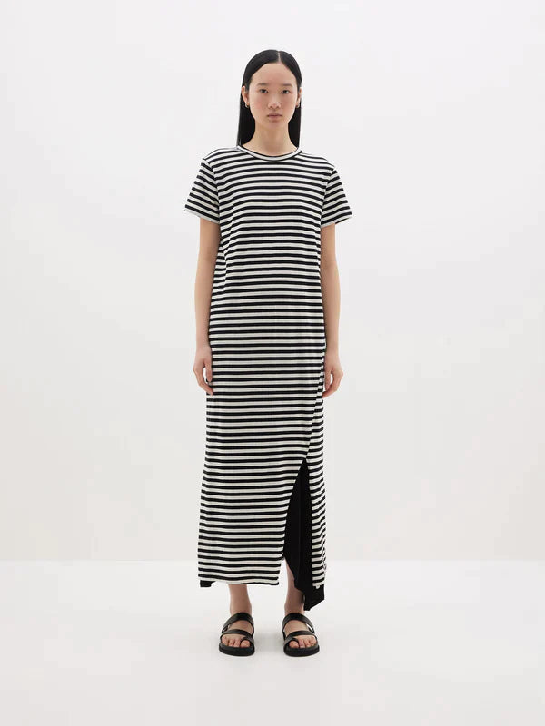 Bassike Stripe SS T-shirt Dress Undyed/Black