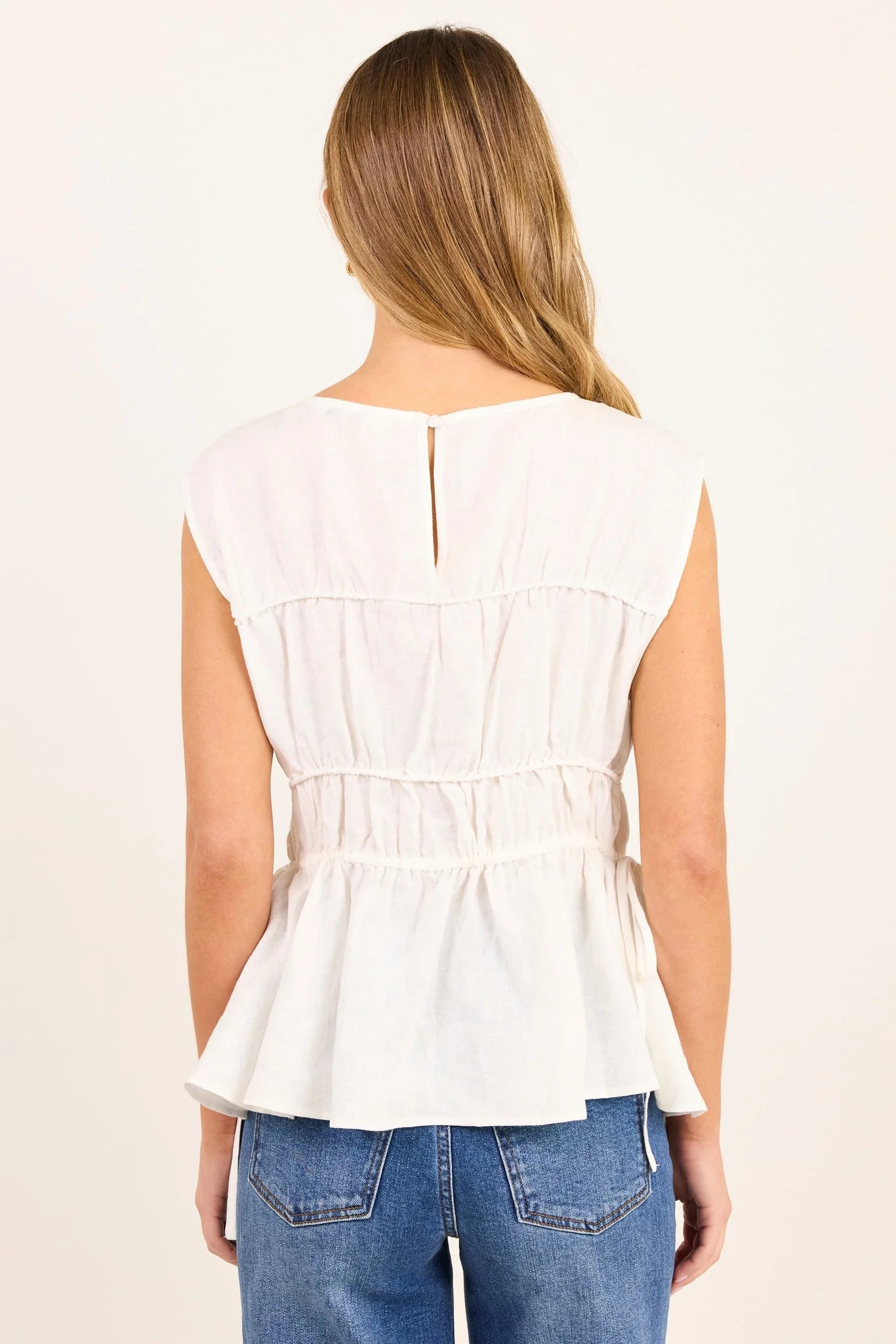 Stories be Told Context Ivory Linen Relaxed Sleeveless Top