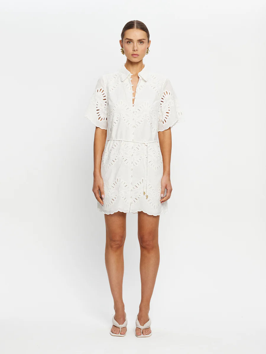 Kivari Danielle Mini Shirt Dress Ivory
