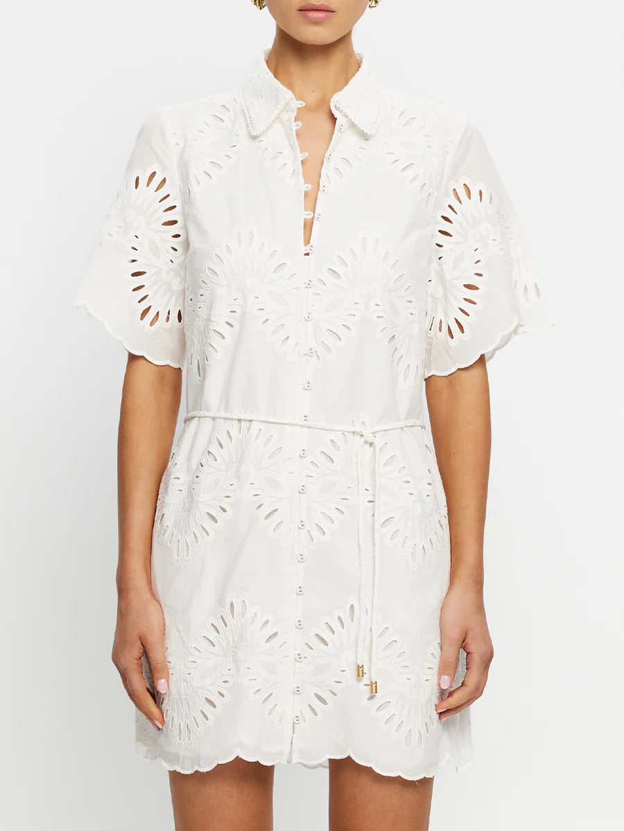Kivari Danielle Mini Shirt Dress Ivory