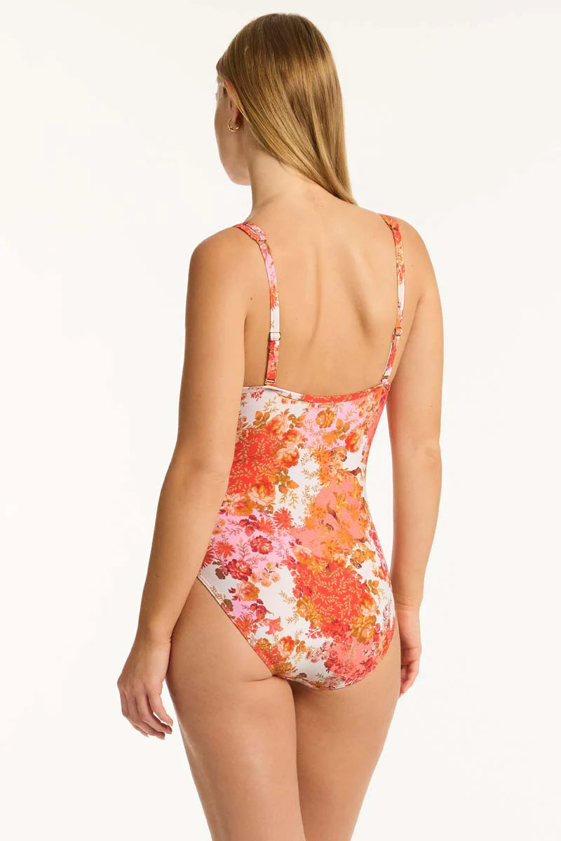 Sea Level Daisyfield Spliced One Piece Coral