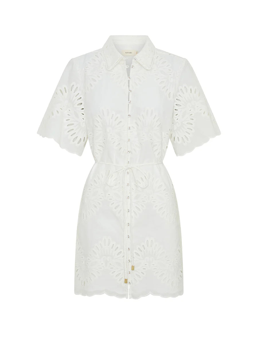 Kivari Danielle Mini Shirt Dress Ivory