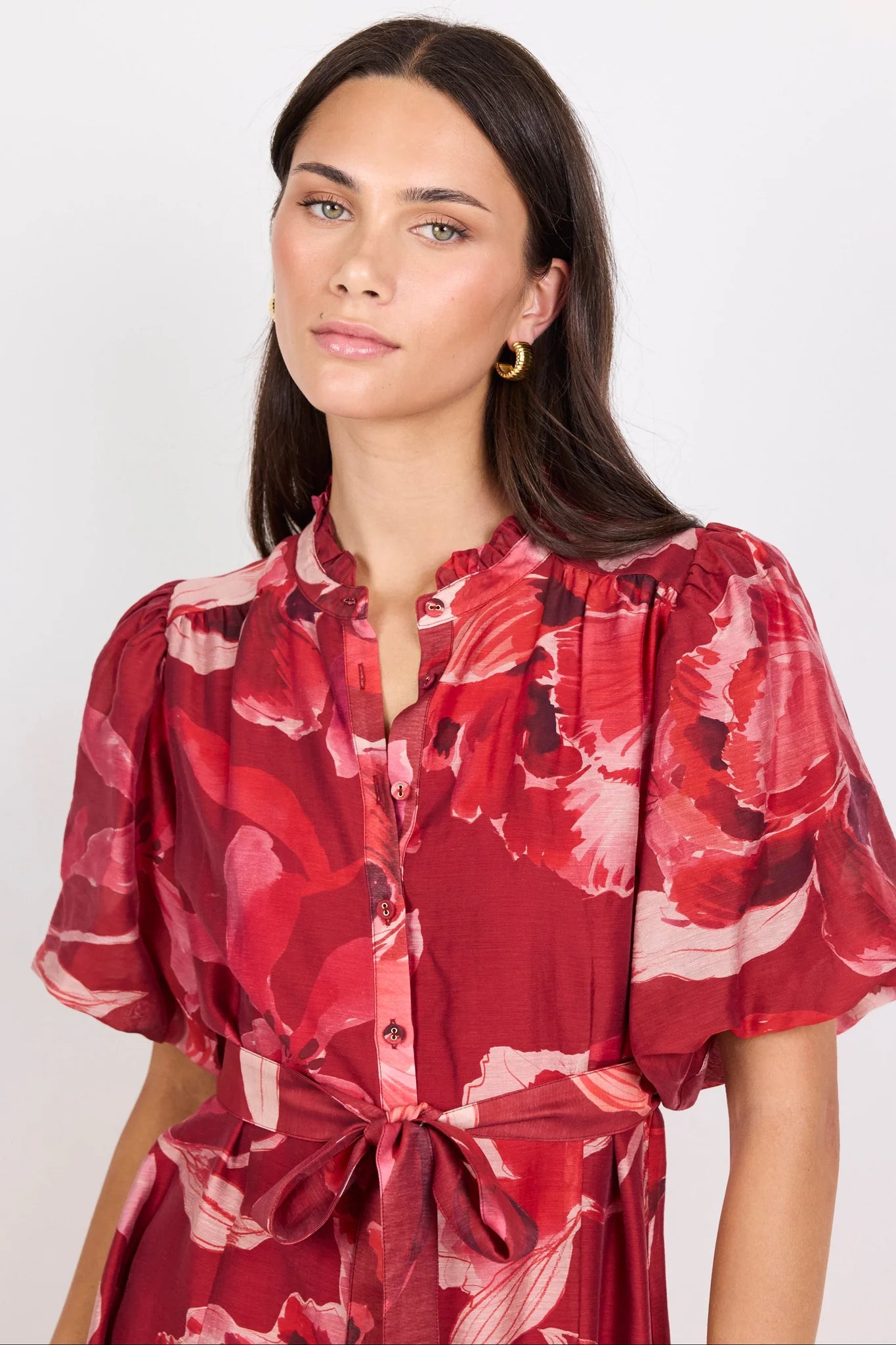 Ivy + Jack Delphi Large Red Peony Belted Mini Dress