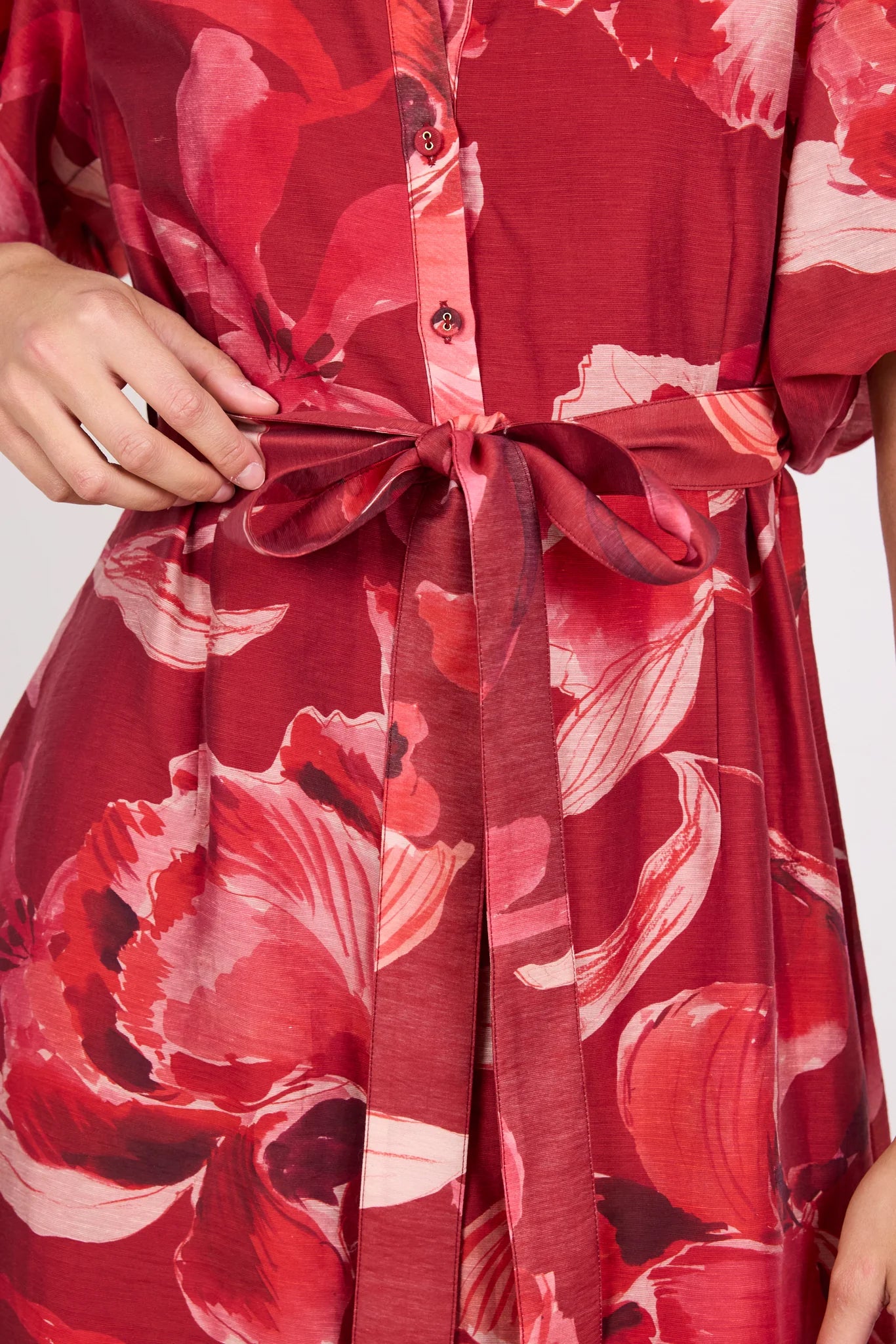 Ivy + Jack Delphi Large Red Peony Belted Mini Dress