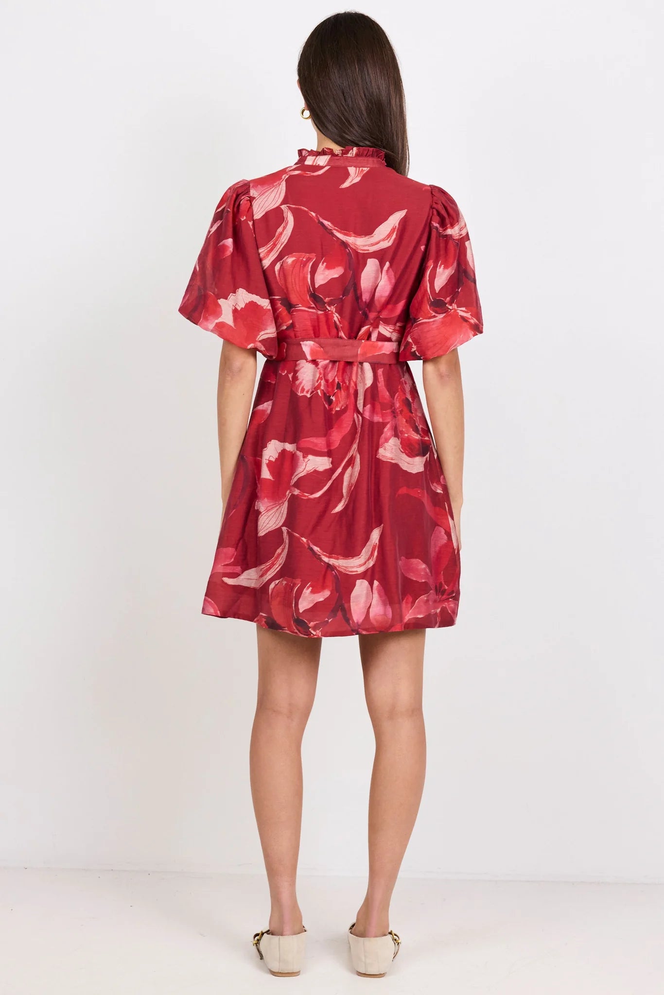 Ivy + Jack Delphi Large Red Peony Belted Mini Dress