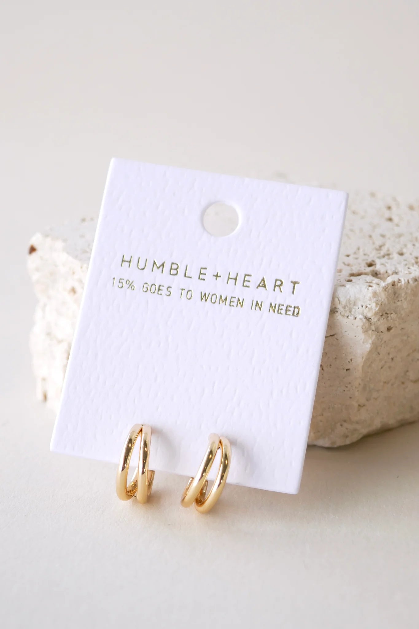 Humble + Heart Double Loop Gold Earrings