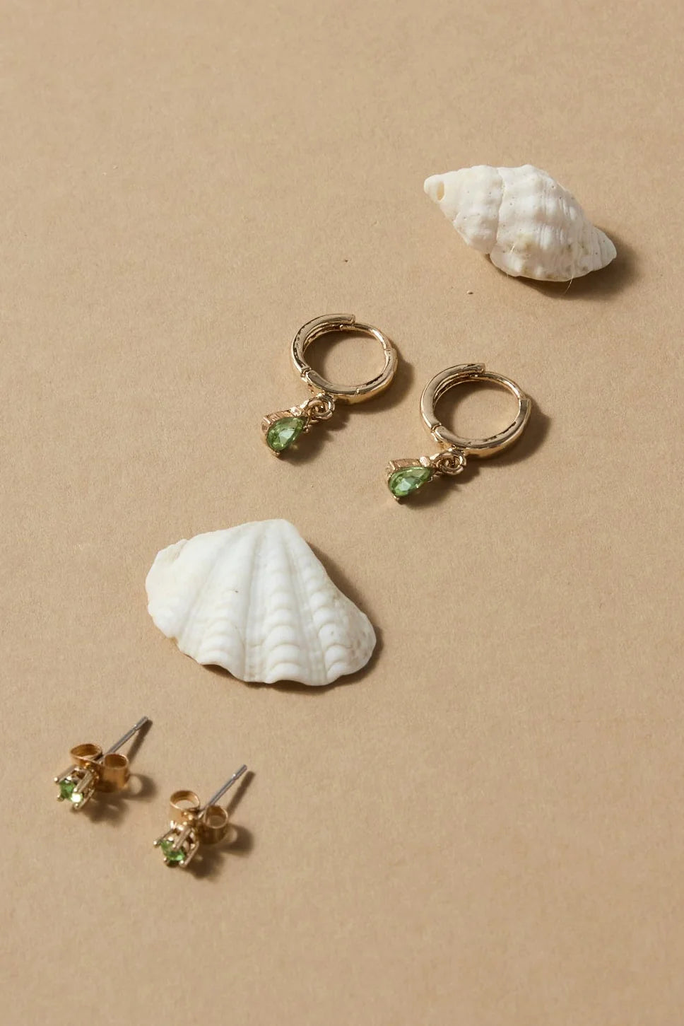 Humble + Heart Emerald Huggie Stud Set