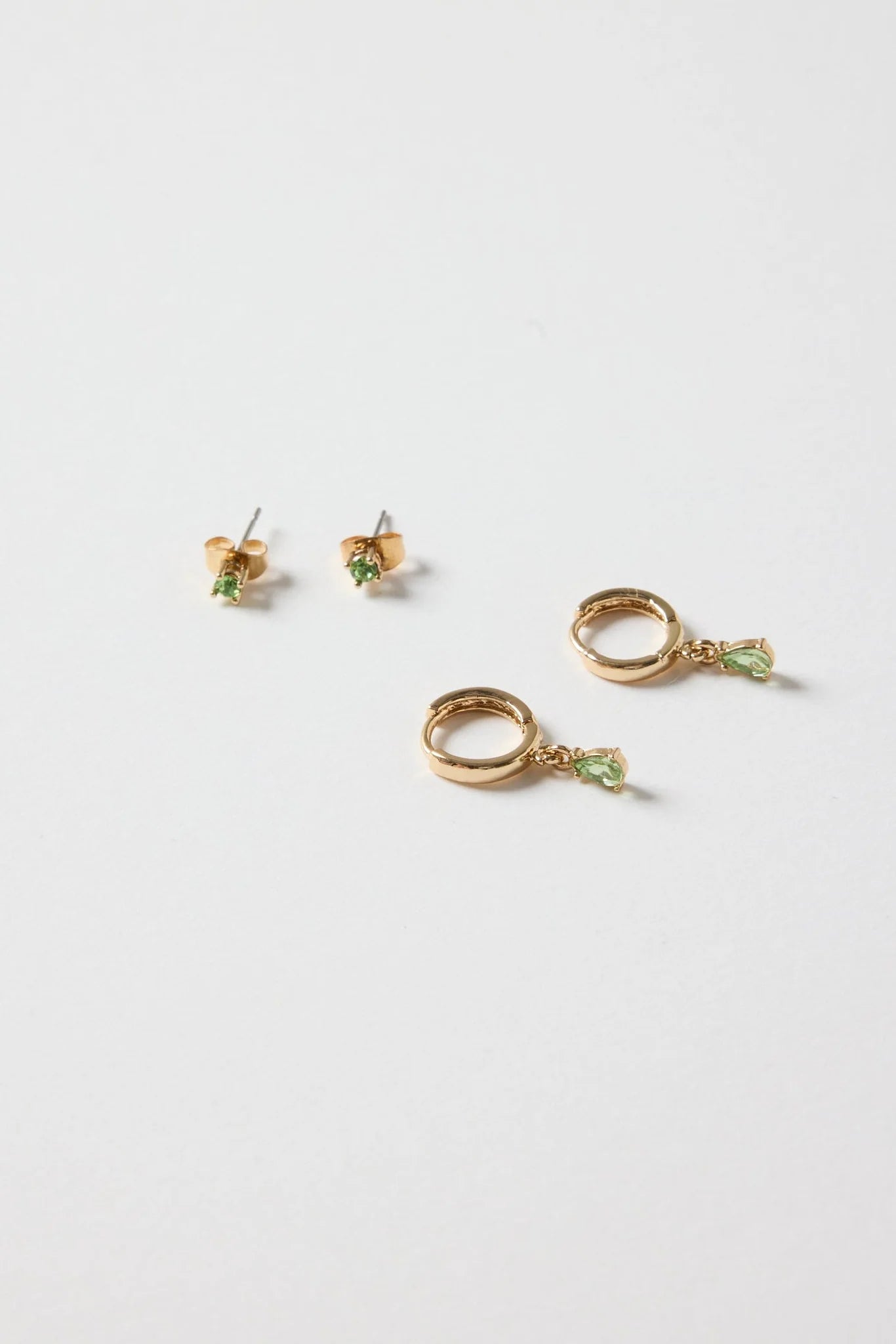 Humble + Heart Emerald Huggie Stud Set