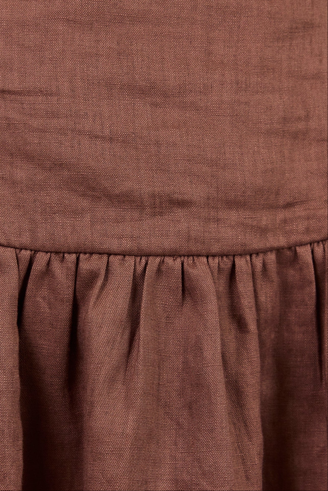 Stories be Told Endure Mocha Linen Fit Flare Mini Cutout Back Dress