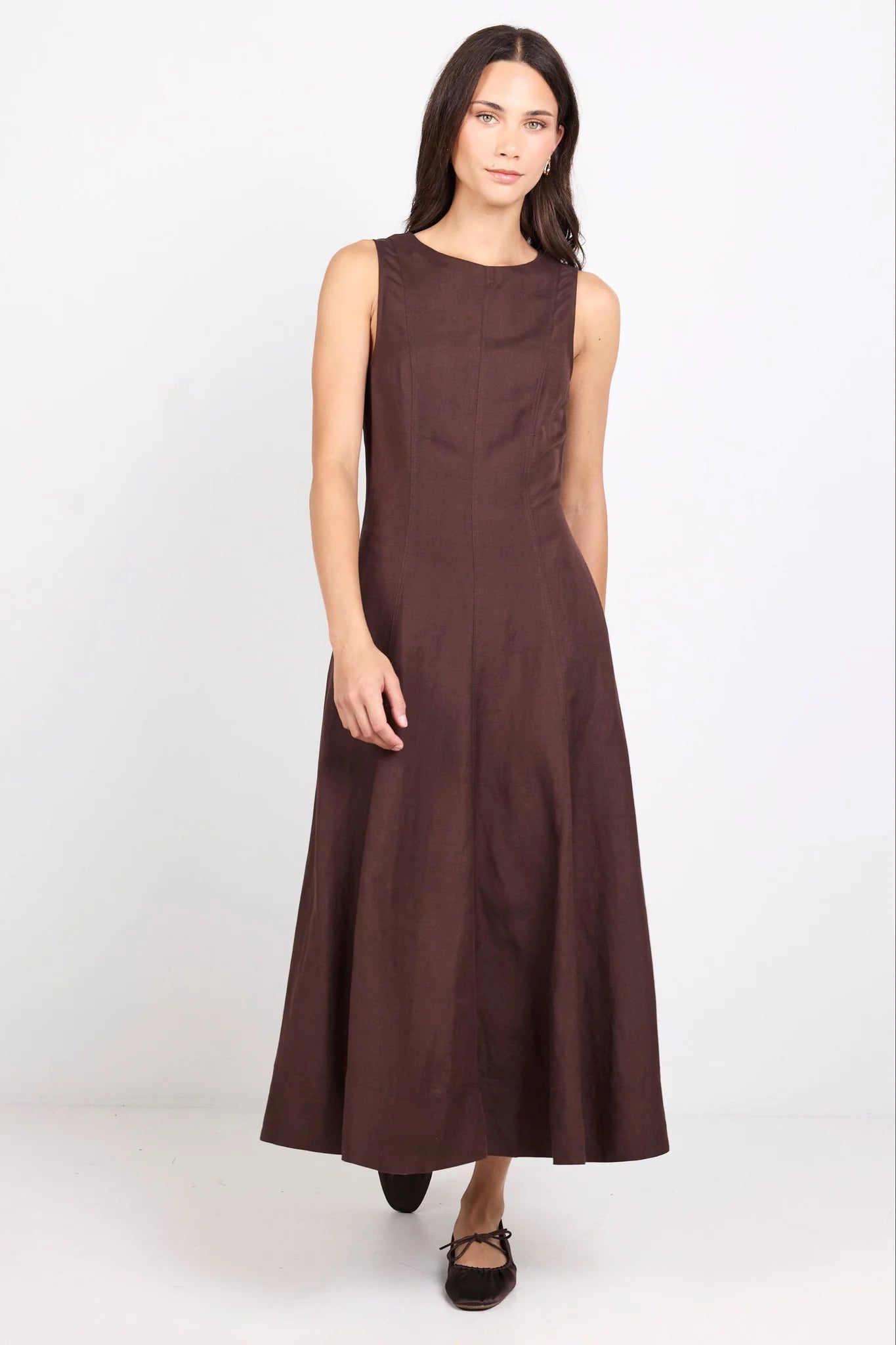 Re:Union Forum Chocolate Panelled Sleeveless Maxi Dress