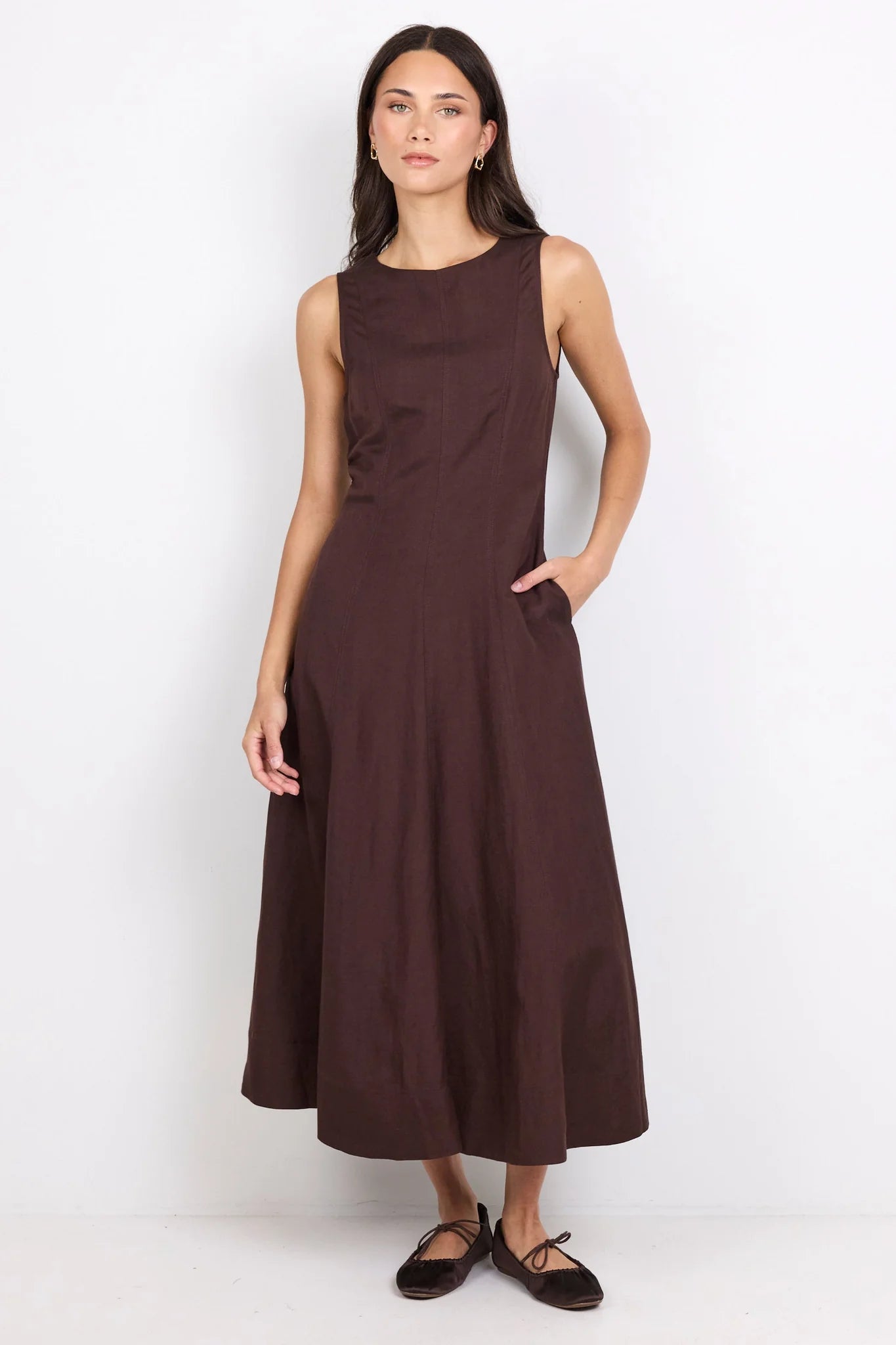 Re:Union Forum Chocolate Panelled Sleeveless Maxi Dress