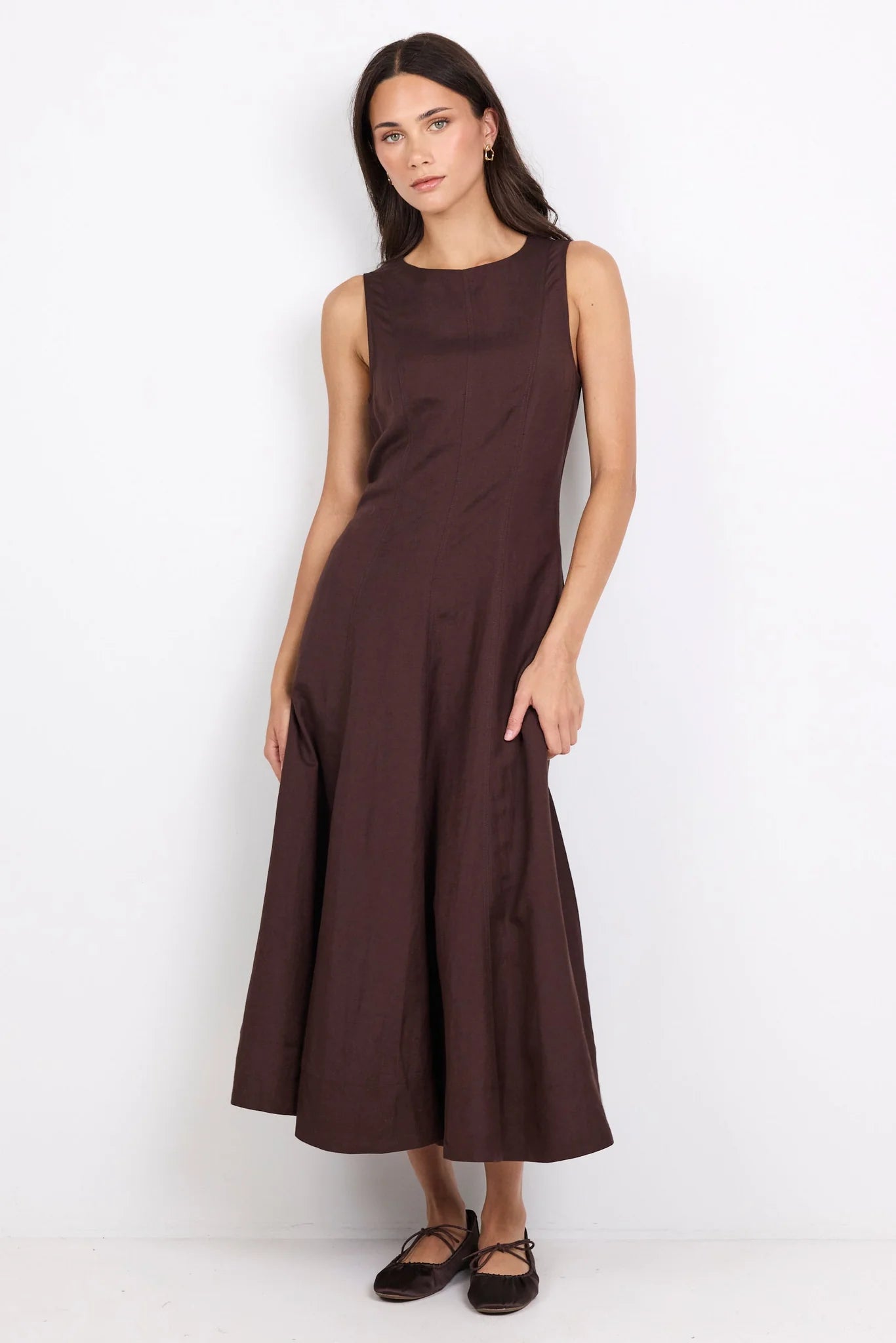 Re:Union Forum Chocolate Panelled Sleeveless Maxi Dress