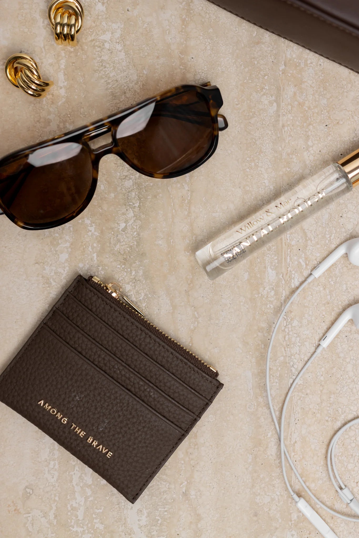 Among the Brave Small Brown Leather Card Holder