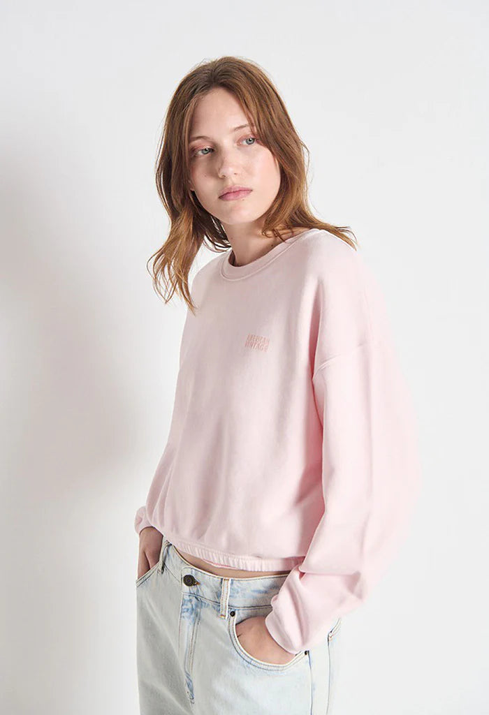 Ameican Vintage Cotton Sweatshirt Crew Neck Jumper in Pink at Two Boutique Matakana