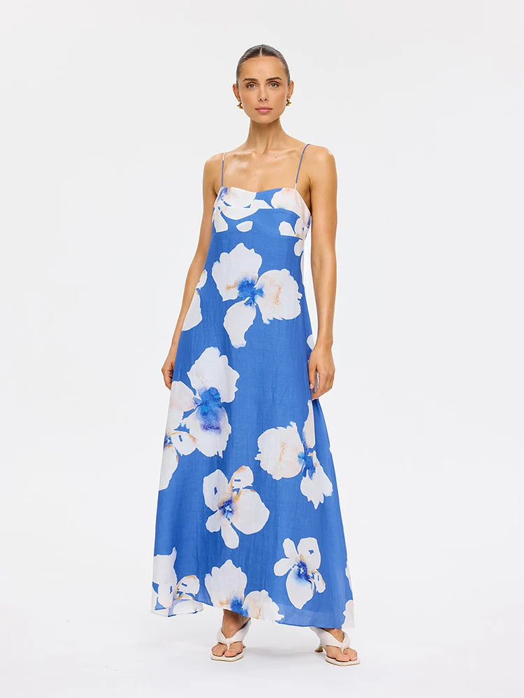 Kivari Rowena Strappy Maxi Dress Blue