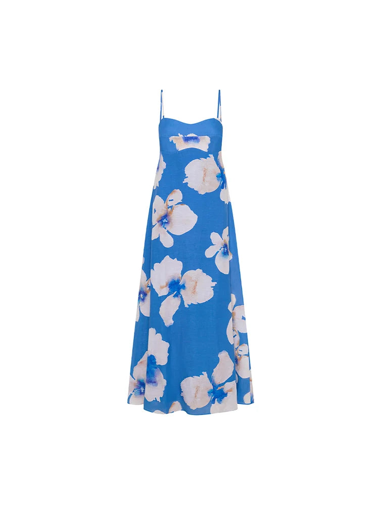 Kivari Rowena Strappy Maxi Dress Blue