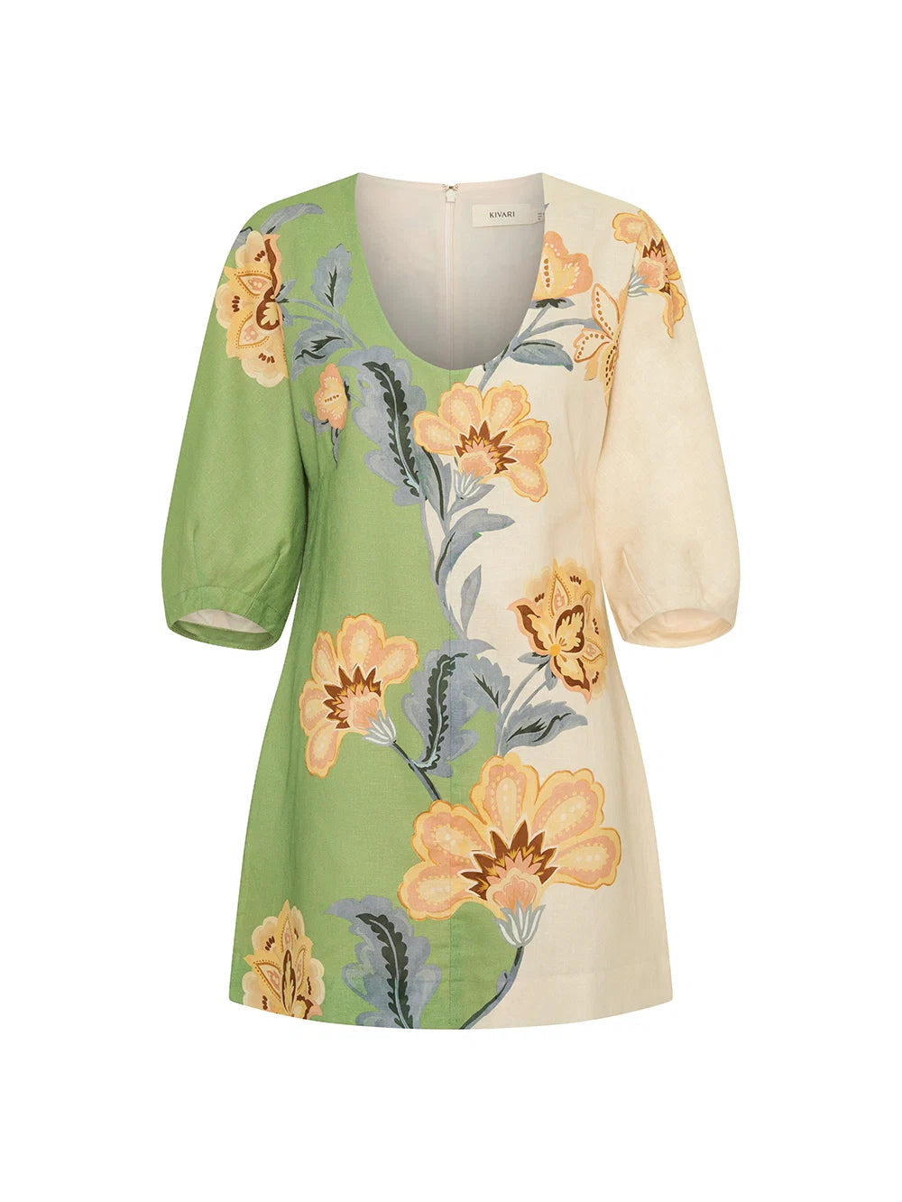 Kivari Lotte Mini Dress Green/Cream