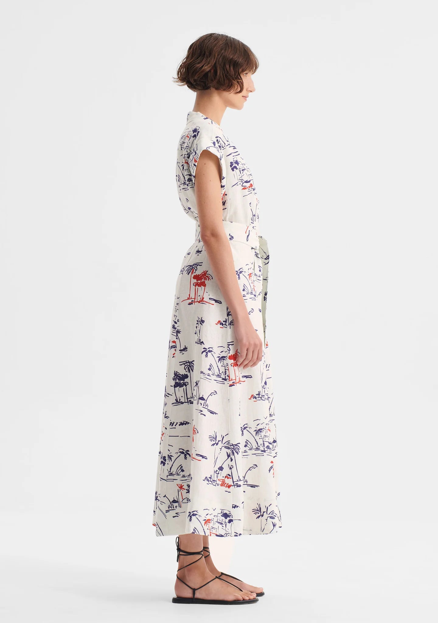 Morrison Capri Linen Shirt Dress Print