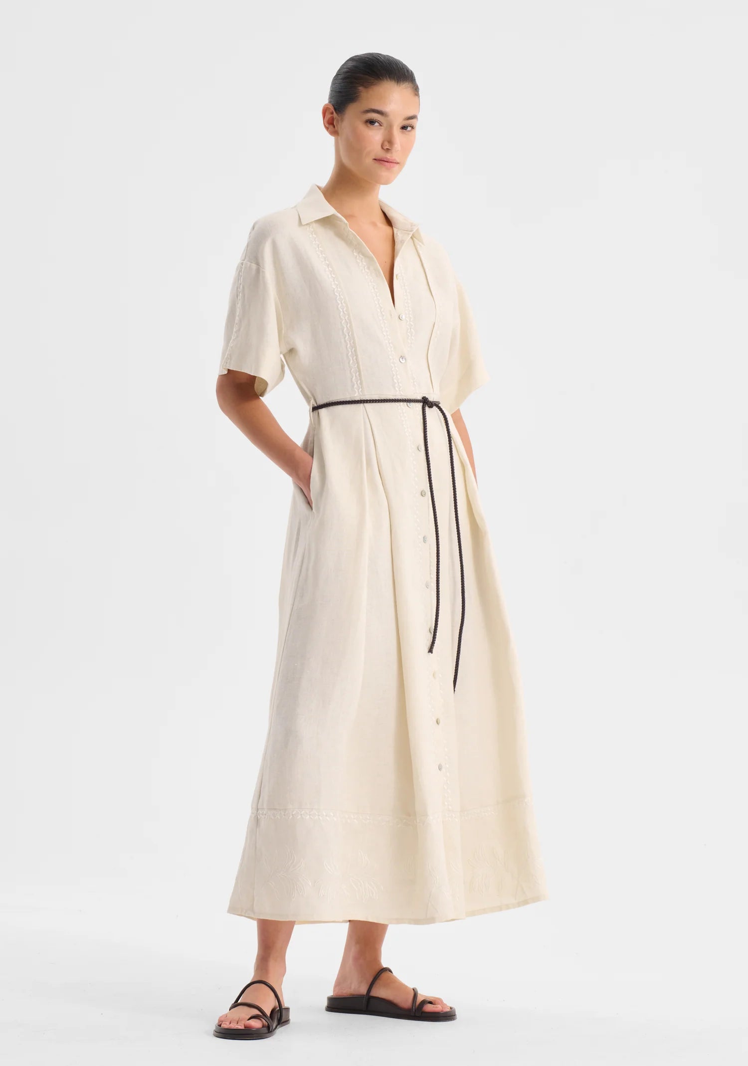 Morrison Maisey Linen Dress Ecru